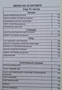 Меню на 12.10.2025